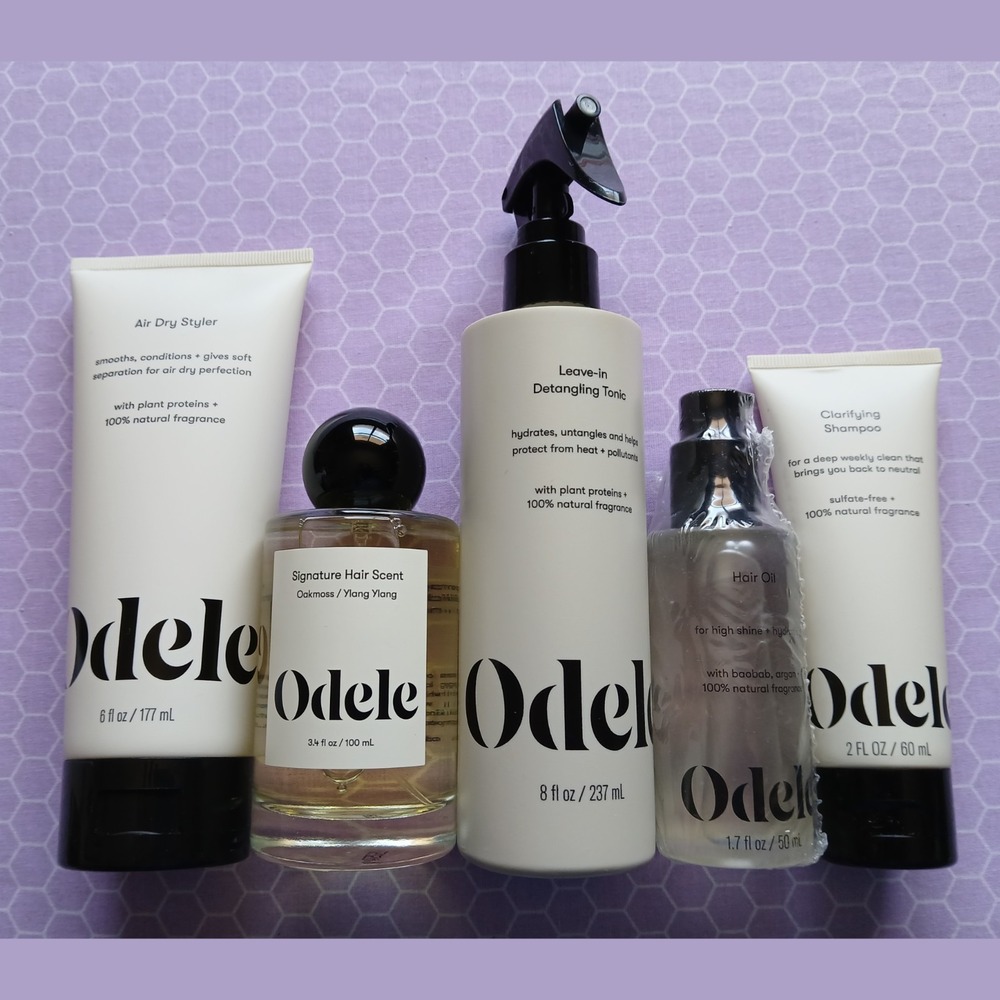 NEW Odele Hair 5 Piece - Clarifying Shampoo, Fragrance, Oil, Detangler, Air Dry